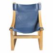 Lima Cobalt Blue Top Grain Leather and Solid Wood Sling Chair