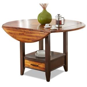 Abaco Drop-Leaf Two-tone Cherry Finish Wood Counter Table with Lazy Susan