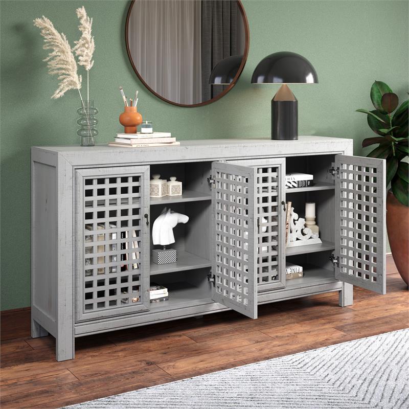 Rio 4-door Antique Gray 70-inch Wood Accent Cabinet