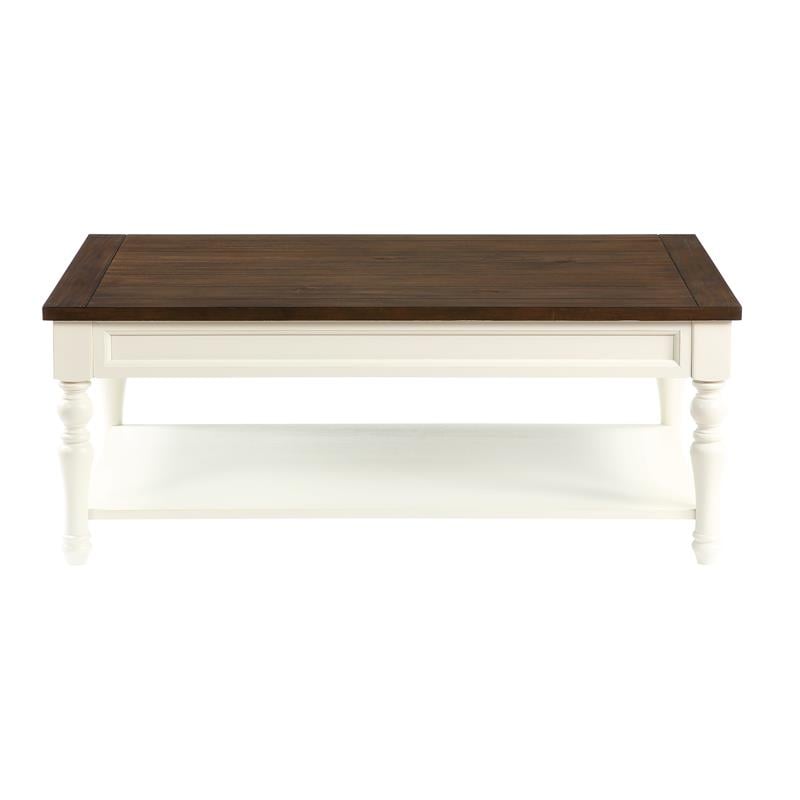 Joanna Farmhouse Two-tone Ivory and Mocha Wood Coffee Table