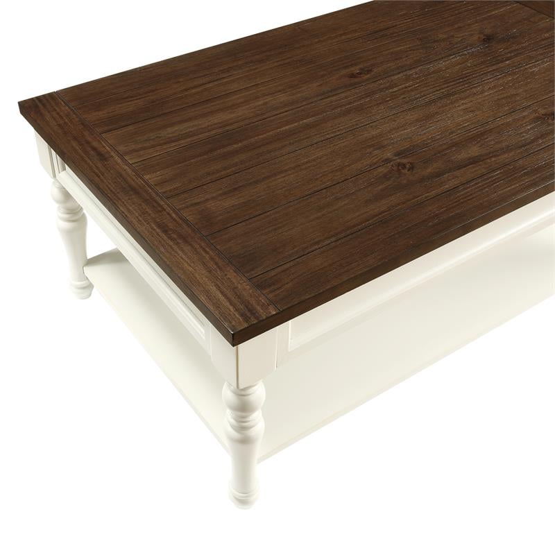 Joanna Farmhouse Two-tone Ivory and Mocha Wood Coffee Table