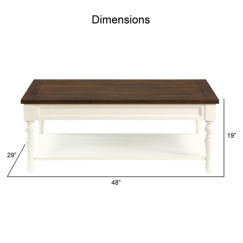 Joanna Farmhouse Two-tone Ivory and Mocha Wood Coffee Table