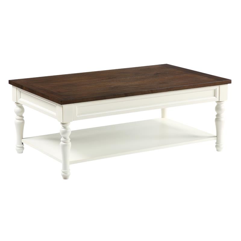 Joanna Farmhouse Two-tone Ivory and Mocha Wood Coffee Table