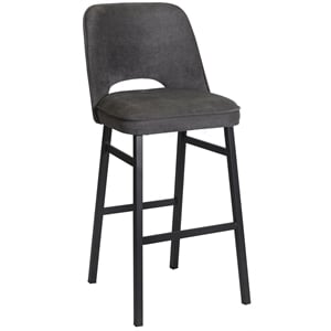 Sarah Commercial Grade Metal Barstool with Charcoal Fabric Seat