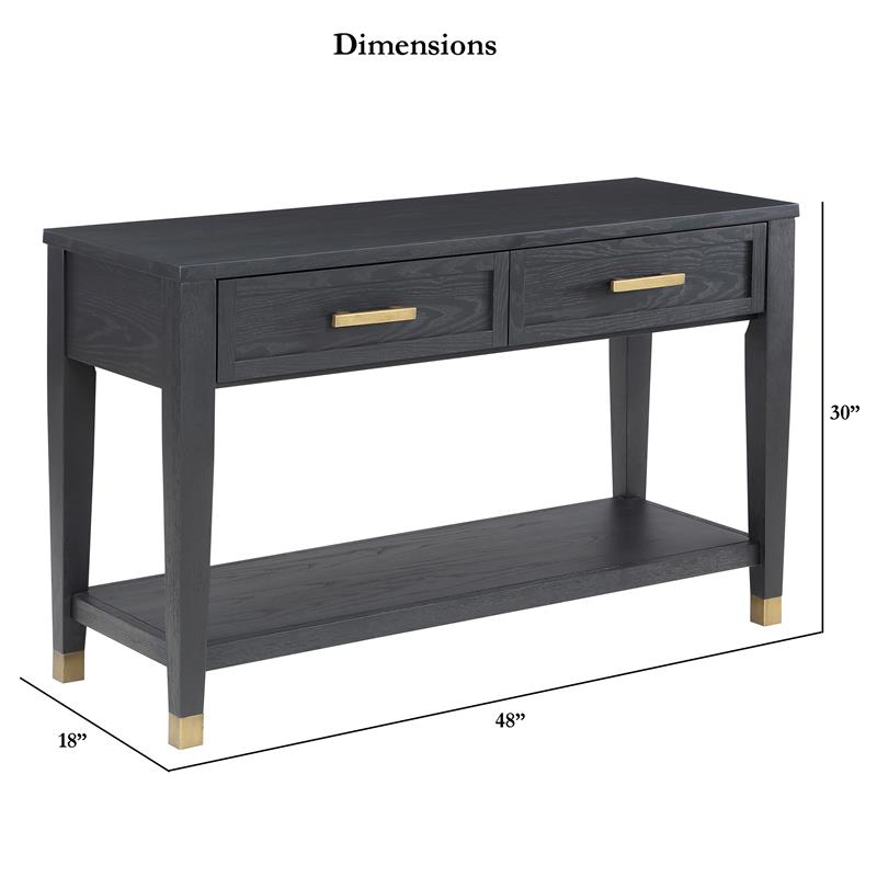 Yves Rubbed Charcoal Wood 2-drawer Sofa Table