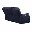 Valencia Ocean Blue Faux Leather Dual Power Reclining Console Loveseat