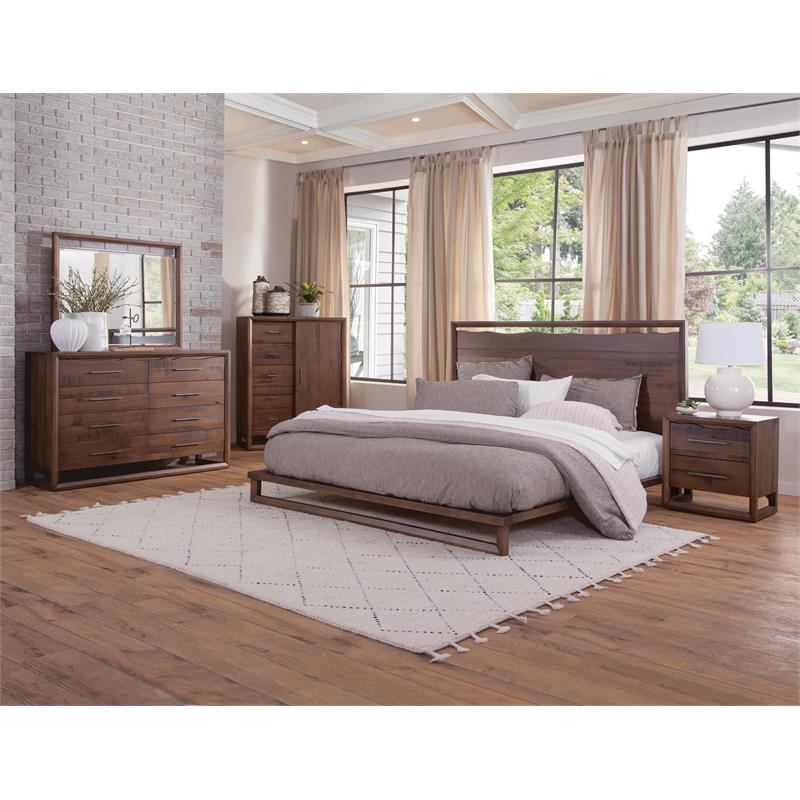 Lofton 4-piece Queen Size Mocha Brown Wood Bedroom Set