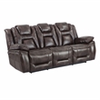 Oportuna Brown Faux Leather Dual Power Sofa with/Drop Down Table
