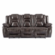 Oportuna Brown Faux Leather Dual Power Sofa with/Drop Down Table