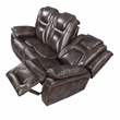 Oportuna Brown Faux Leather Dual Power Sofa with/Drop Down Table