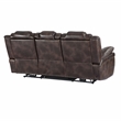 Oportuna Brown Faux Leather Dual Power Sofa with/Drop Down Table