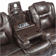 Oportuna Brown Faux Leather Dual Power Sofa with/Drop Down Table