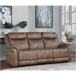Morrison Camel Brown Polyester Faux Suede Leather Power Reclining Sofa