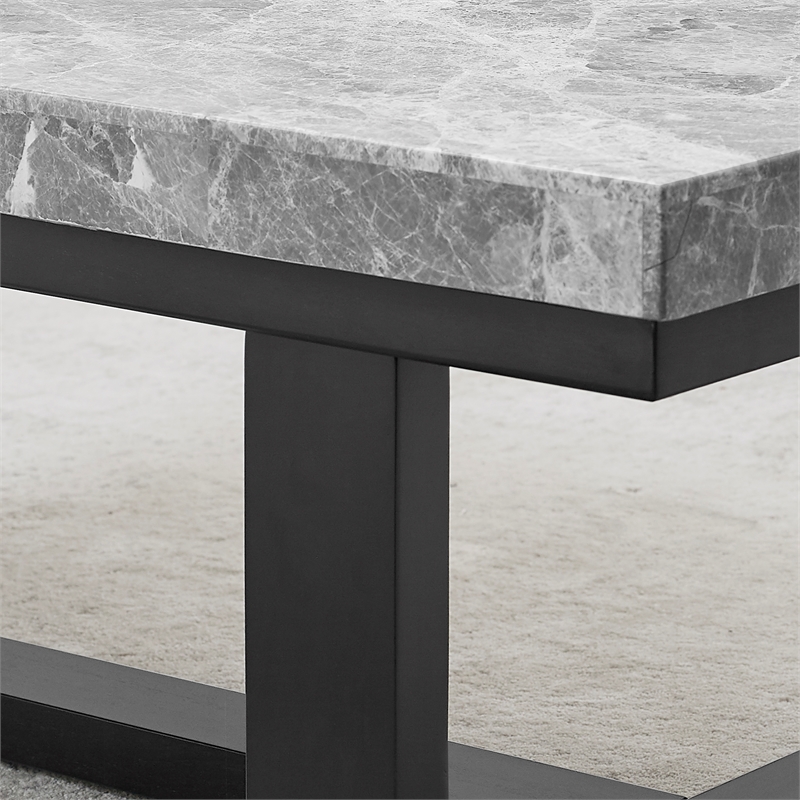 Steve Silver Company Lucca Gray Marble and Espresso Wood Coffee Table