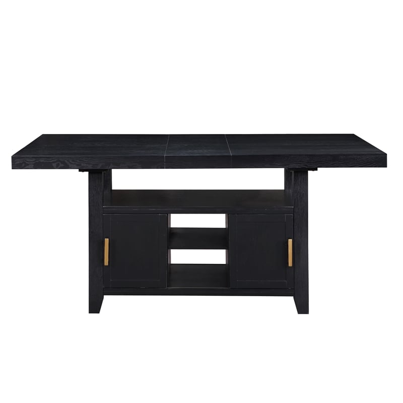 Yves Rubbed Charcoal Wood Counter Height Dining Table with Storage