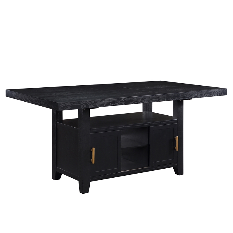 Yves Rubbed Charcoal Wood Counter Height Storage 7-Piece Dining Set