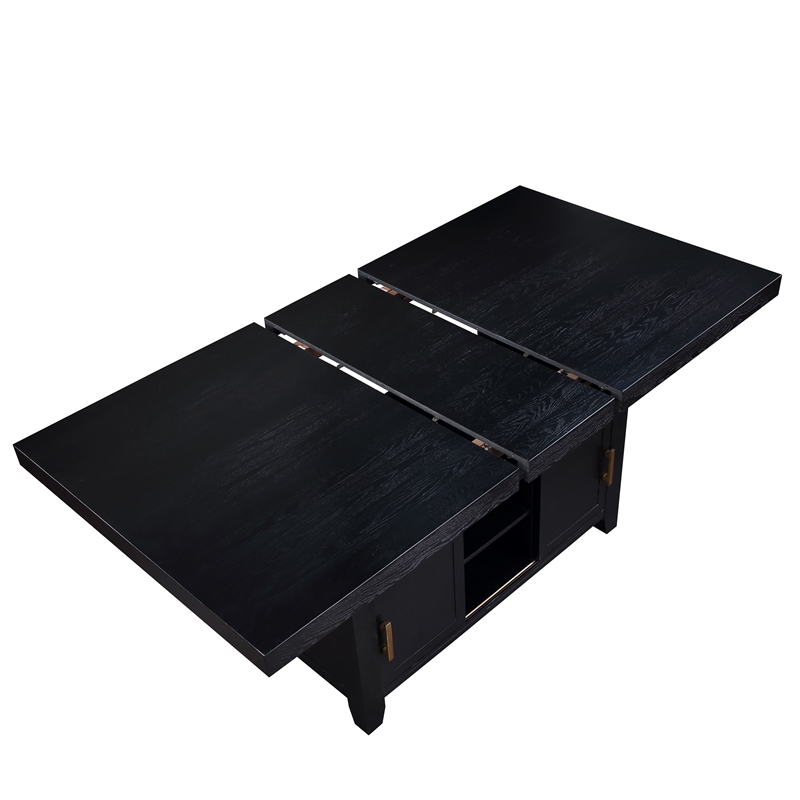 Yves Rubbed Charcoal Wood Counter Height Storage 7-Piece Dining Set