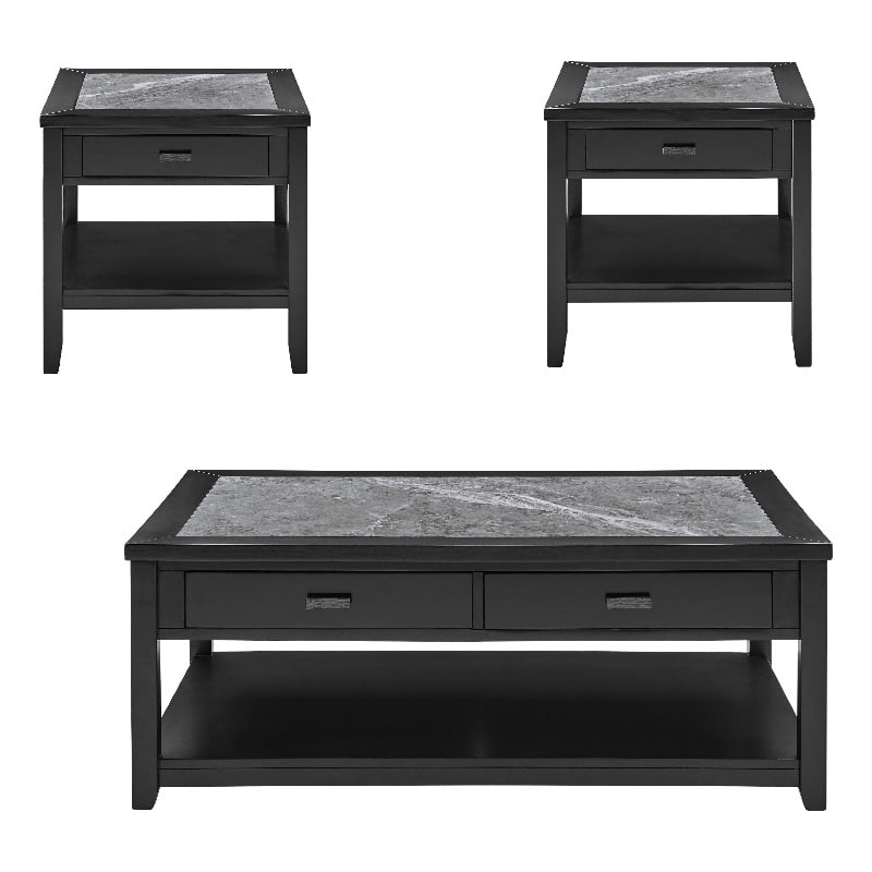 Garvine 3-Piece Gray Stone Top Occasional Set