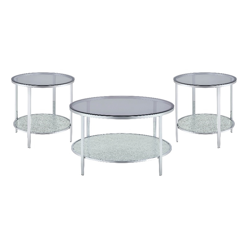 Frostine 3-Piece Chrome and Tempered Glass Occasional Set