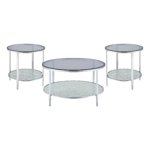 Frostine 3-Piece Chrome and Tempered Glass Occasional Set