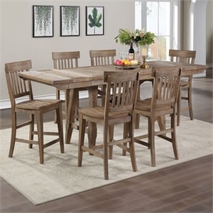 Riverdale Light Brown Distressed Wood Counter Height 5-Piece Dining Set