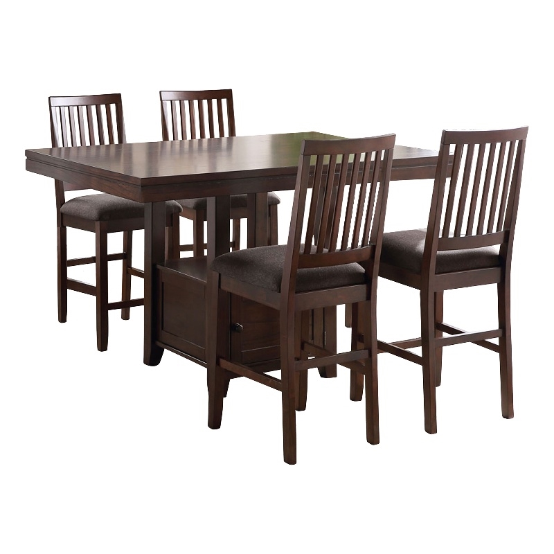 Yorktown 5-Piece Espresso Wood Counter Height Storage Dining Set