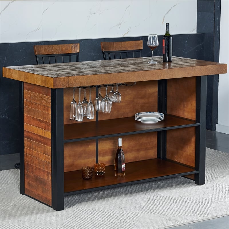 Tyler Chestnut Wood Finish 3-piece Home Bar