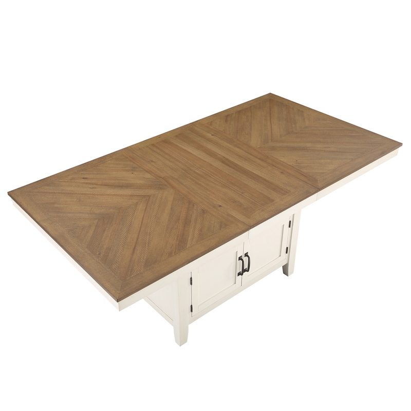 Hyland Off White and Honey Brown Wood Counter Table