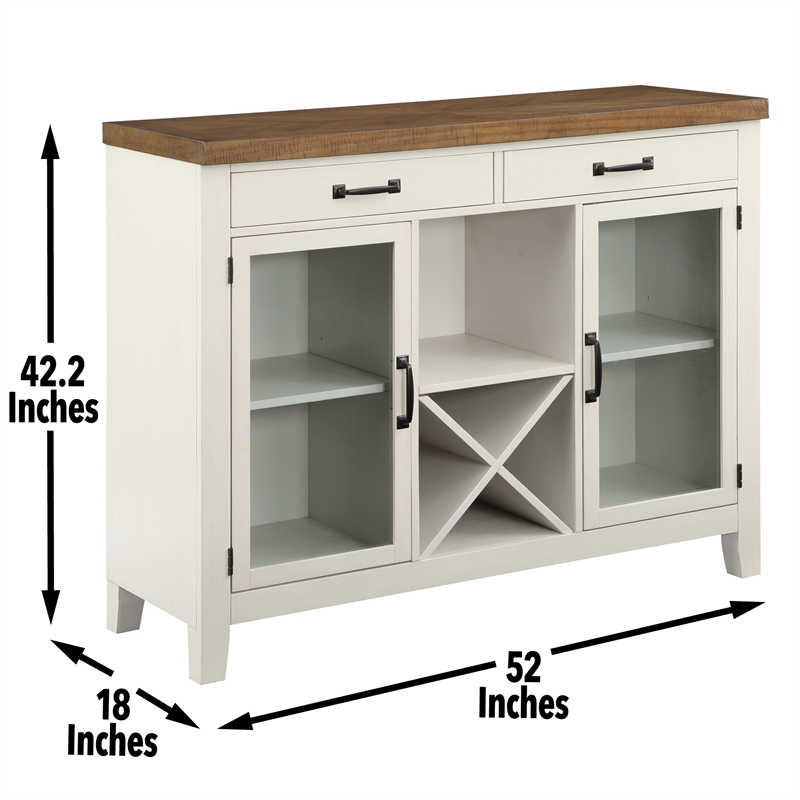 Hyland Off White and Honey Brown Wood Server