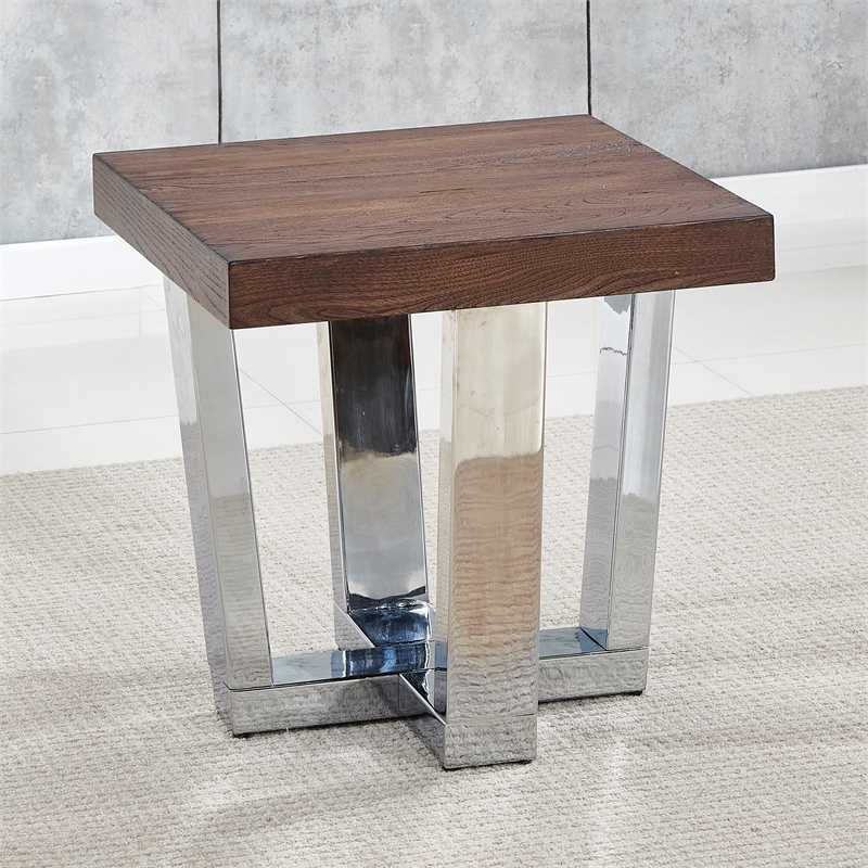 Laredo Chestnut Wood and Chrome 3-piece Occasional Set