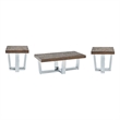 Laredo Chestnut Wood and Chrome 3-piece Occasional Set
