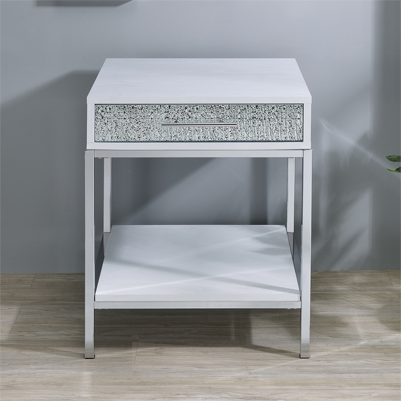 Steve Silver Mirage White Wood and Chrome 20