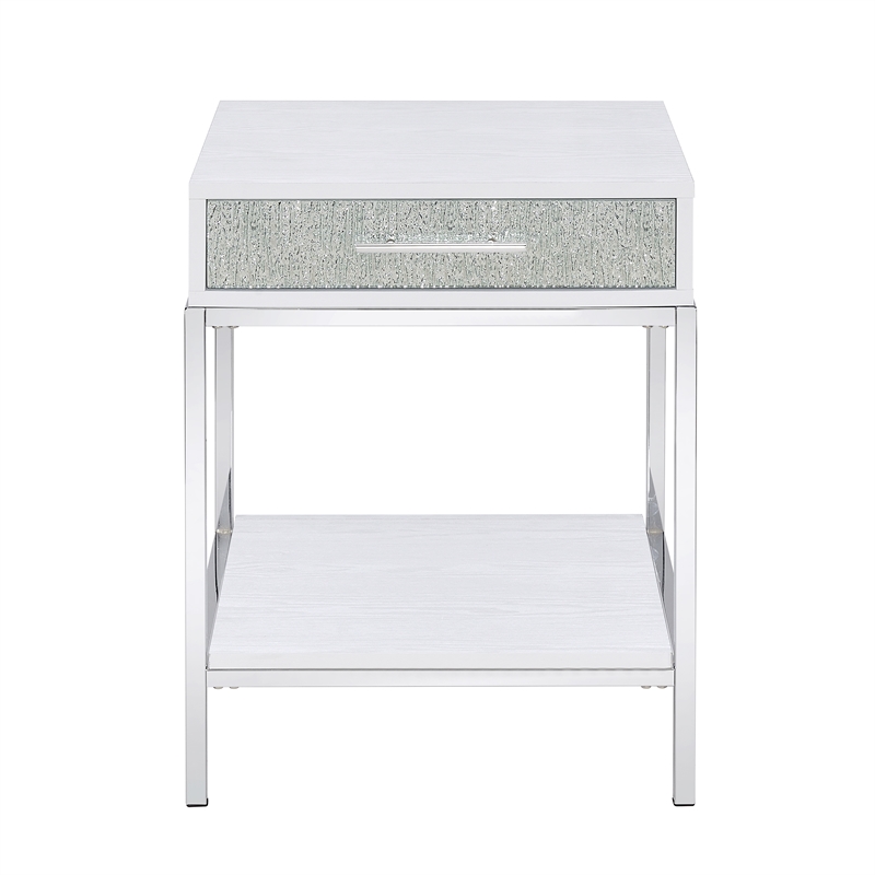 Steve Silver Mirage White Wood and Chrome 20