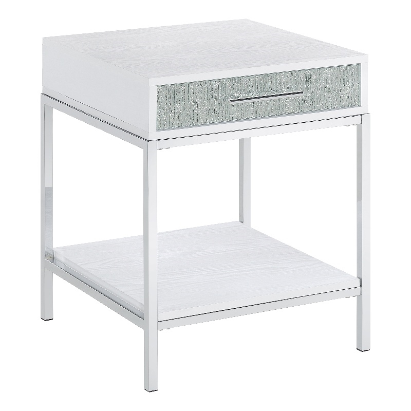 Steve Silver Mirage White Wood and Chrome 20