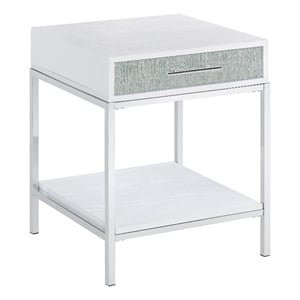 Steve Silver Mirage White Wood and Chrome 20&quot End Table