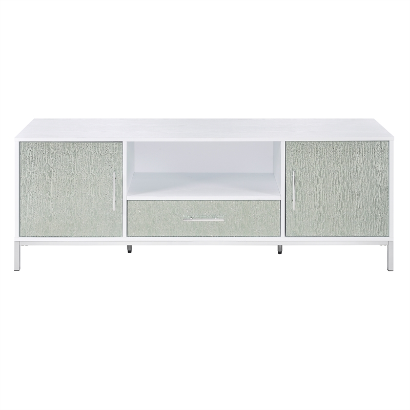 Steve Silver Mirage White Wood and Chrome 58