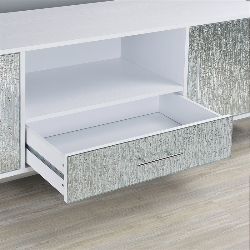 Steve Silver Mirage White Wood and Chrome 58