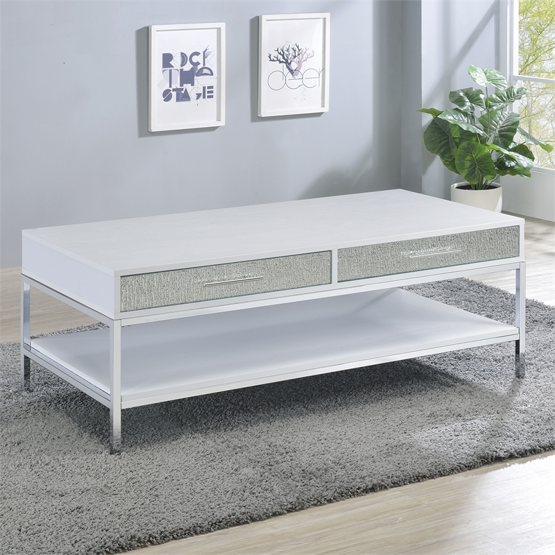 Mirage White Wood and Chrome 3-Piece Occasional Set