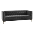 Isaac Channel Stitch Gray Velvet Button Tufted Sofa