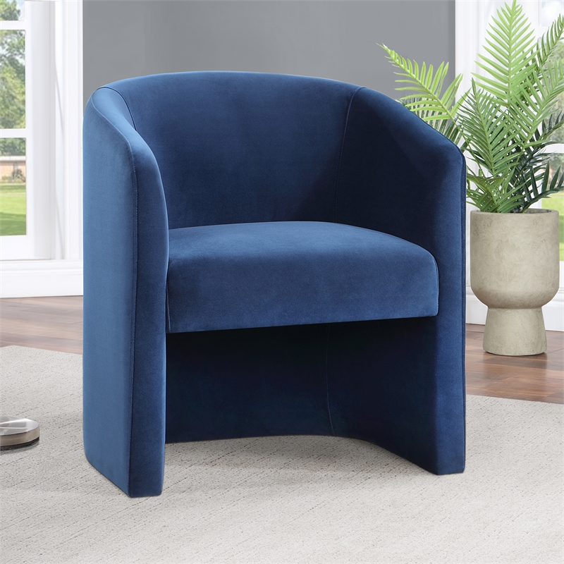 Iris Upholstered Dining or Accent Chair Indigo Blue Velvet