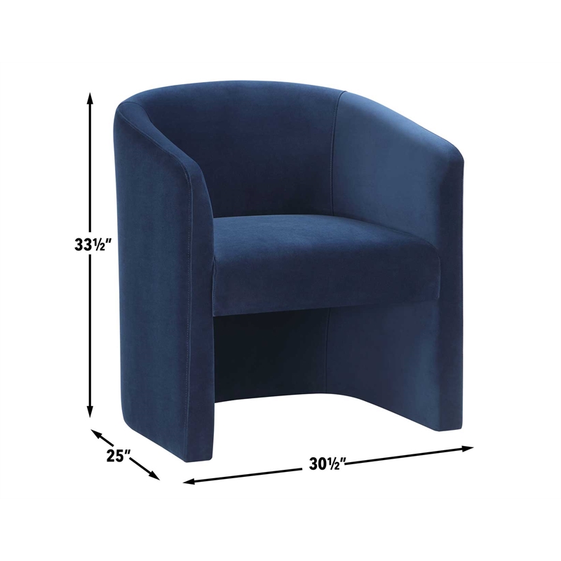 Iris Upholstered Dining or Accent Chair Indigo Blue Velvet