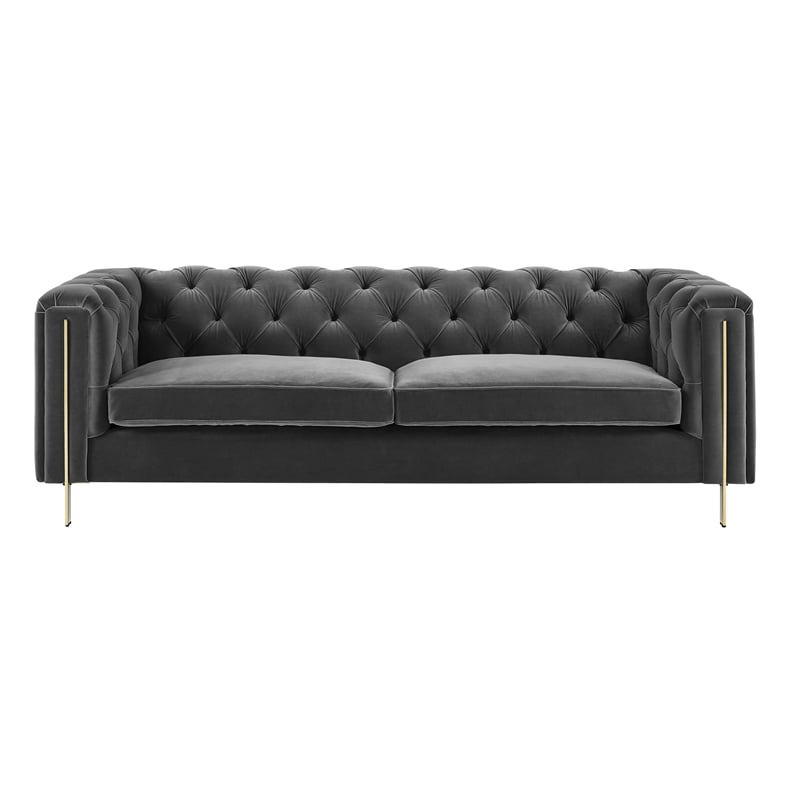Steve Silver Charlene Gray Velvet Button Tufted Sofa
