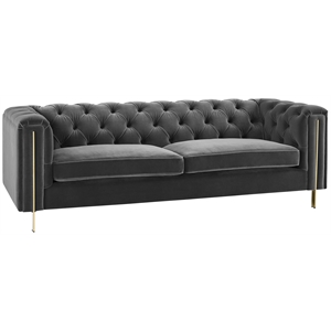 Steve Silver Charlene Gray Velvet Button Tufted Sofa