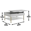 Whitman White Wood and Brass Lift Top Coffee Table