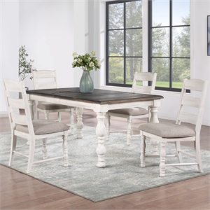 Heston 5-piece Weathered White Wood Dining Set