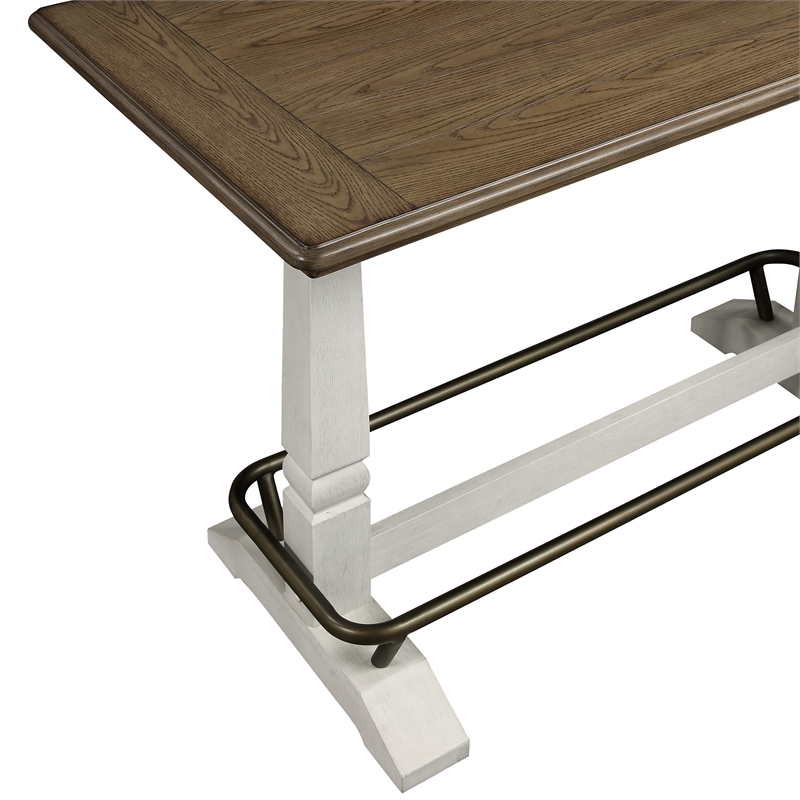 Pendleton Ivory and Brown Wood Counter Height Gathering Table