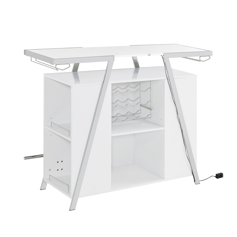 Steve Silver Zena Engineered Wood Bar Table w/LED lights in White