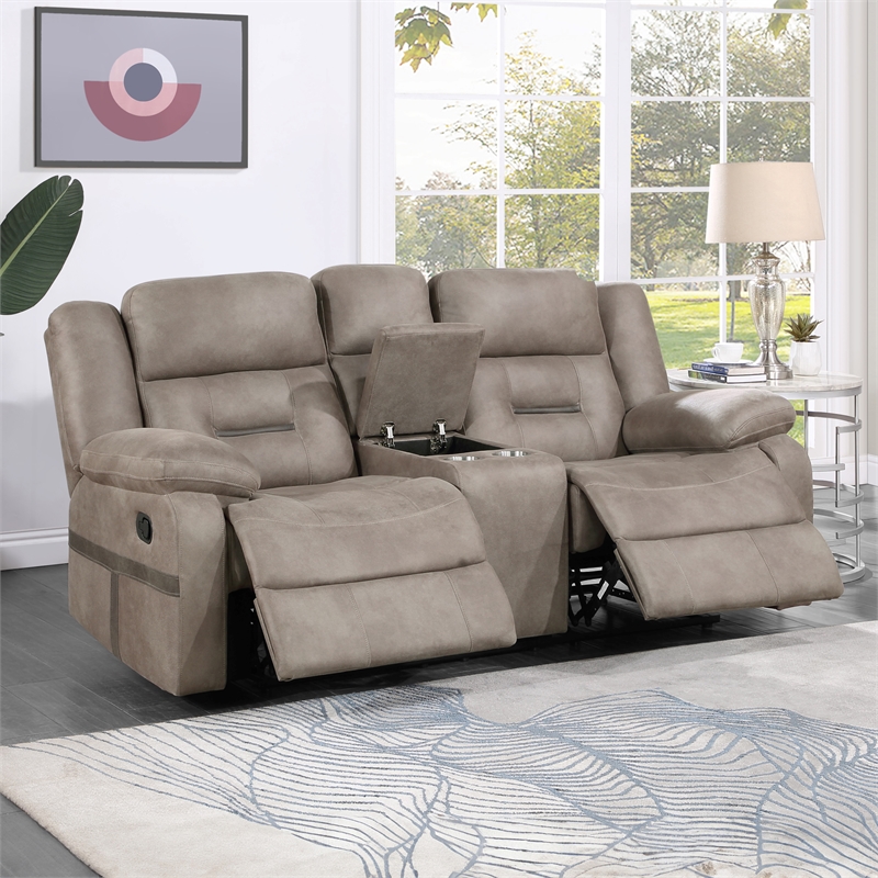 Steve Silver Abilene Polyester Upholstered Manual Console Loveseat in Brown