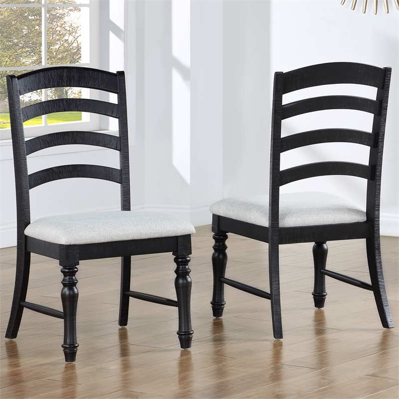Steve Silver Odessa Polyester Upholstered Side Chair Black in Black (Set of 2)