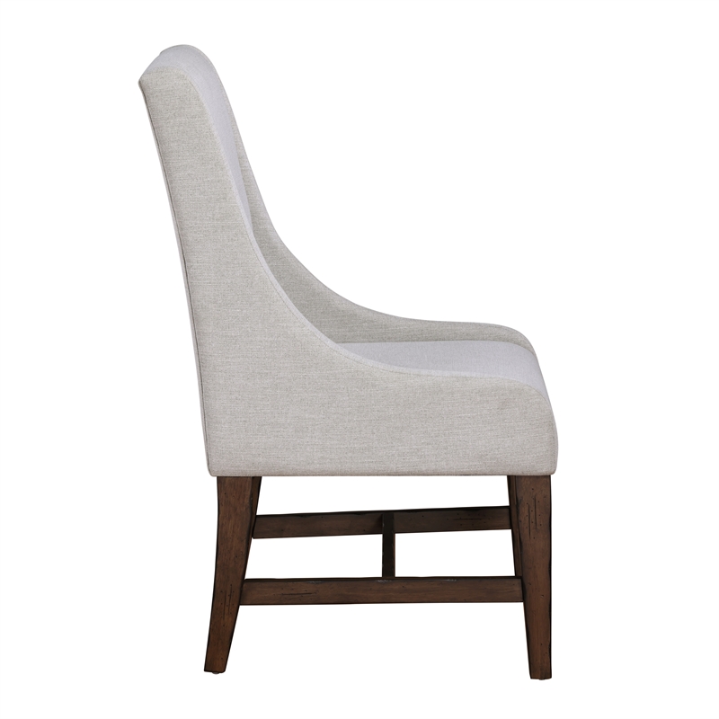 Steve Silver Auburn Polyester Upholstered Arm Chair in White (Set of 2)